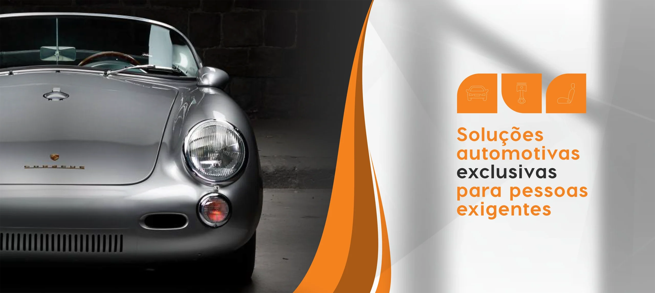 Porsche clássico prata, representando exclusividade e qualidade das peças importadas pela Voraus Auto Classics.